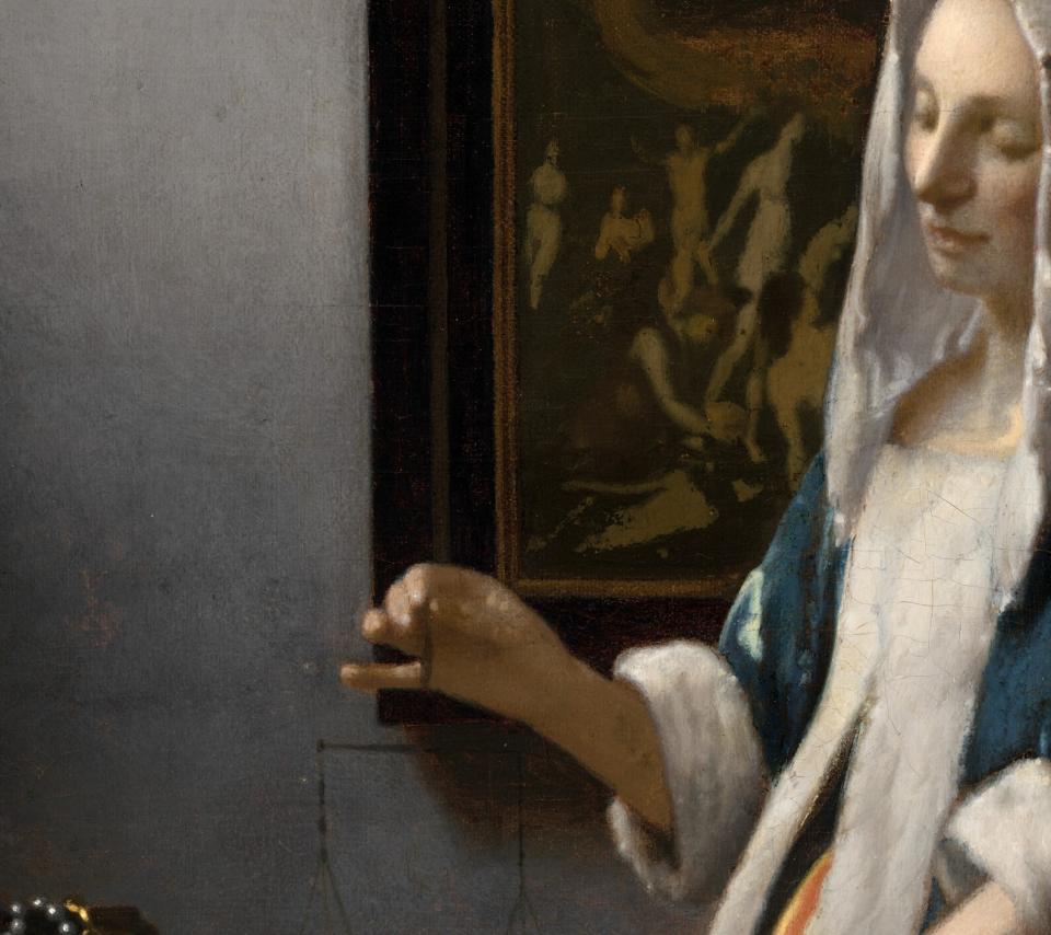 Tableau de Vermeer la femme à la balance